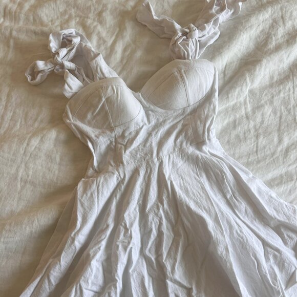 White Linen Mini Dress - Picture 2 of 4